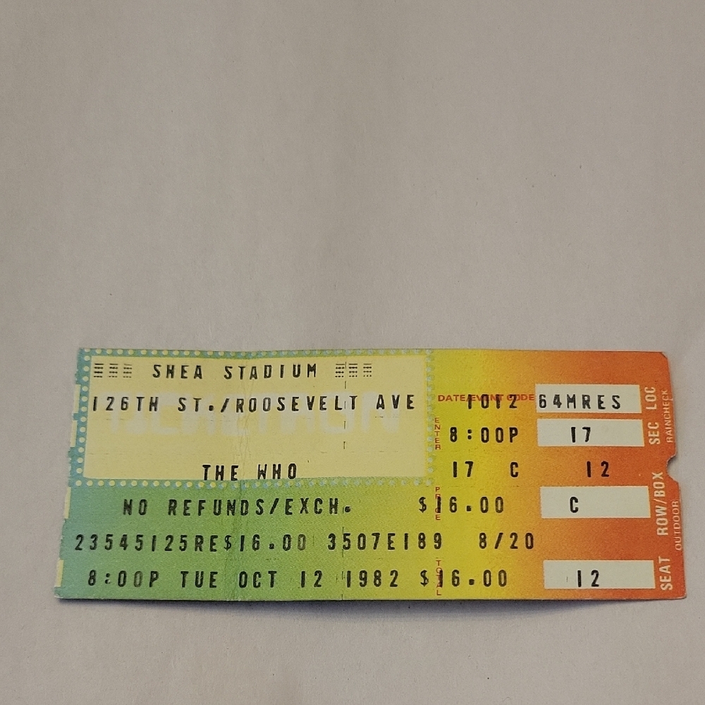 Vintage Shea Stadium Concert Ticket